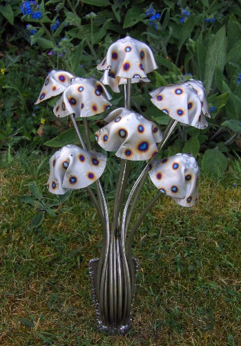 Metal mushrooms-small spotted fungi